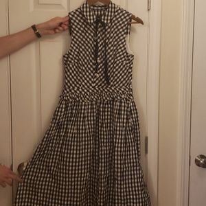 J.Crew Black and White Gingham Midi Dress